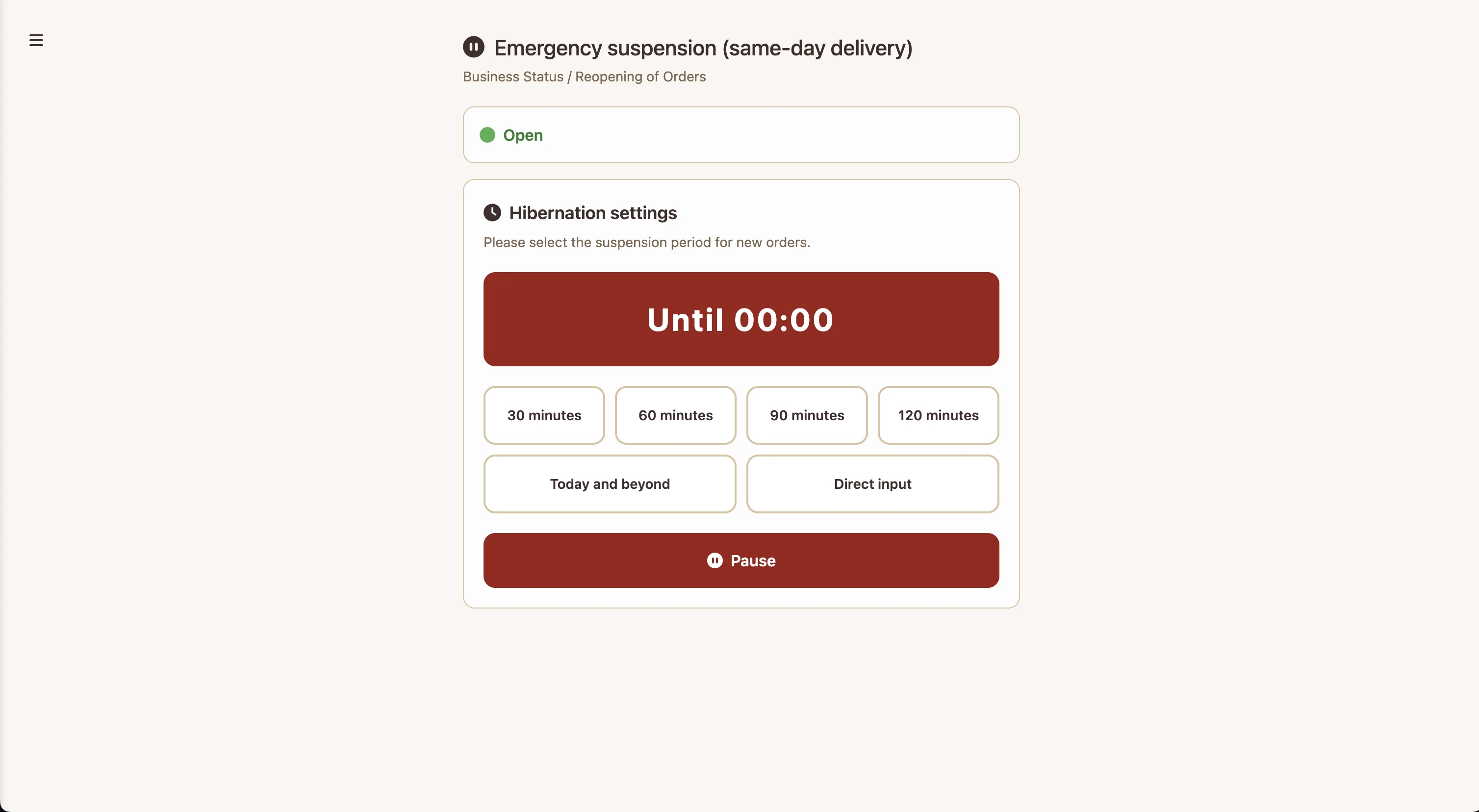 Akbar emergency order pause controls